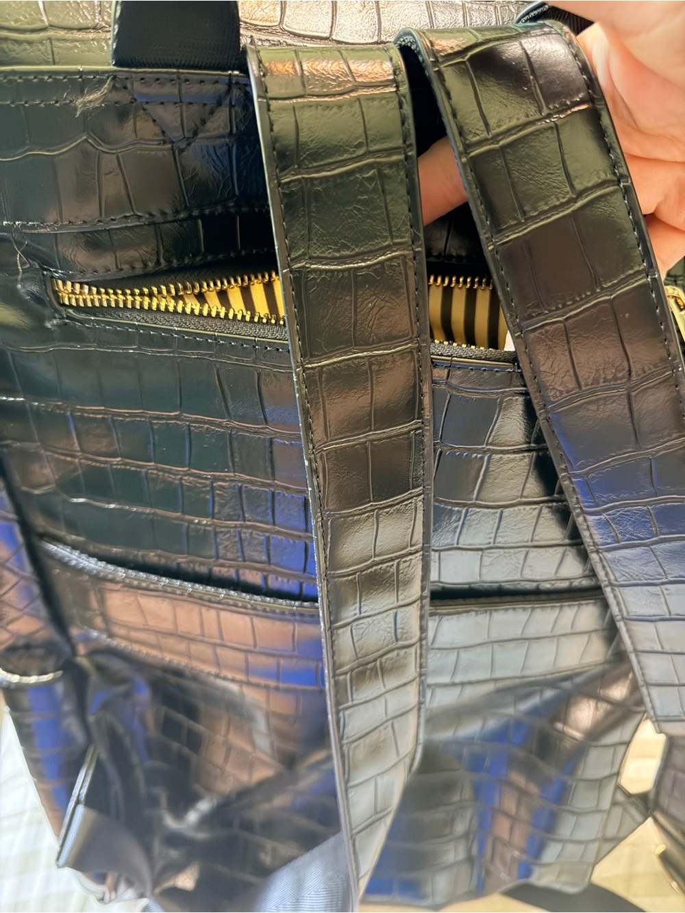 Black Croc-Embossed Backpack - Picture 4 of 4